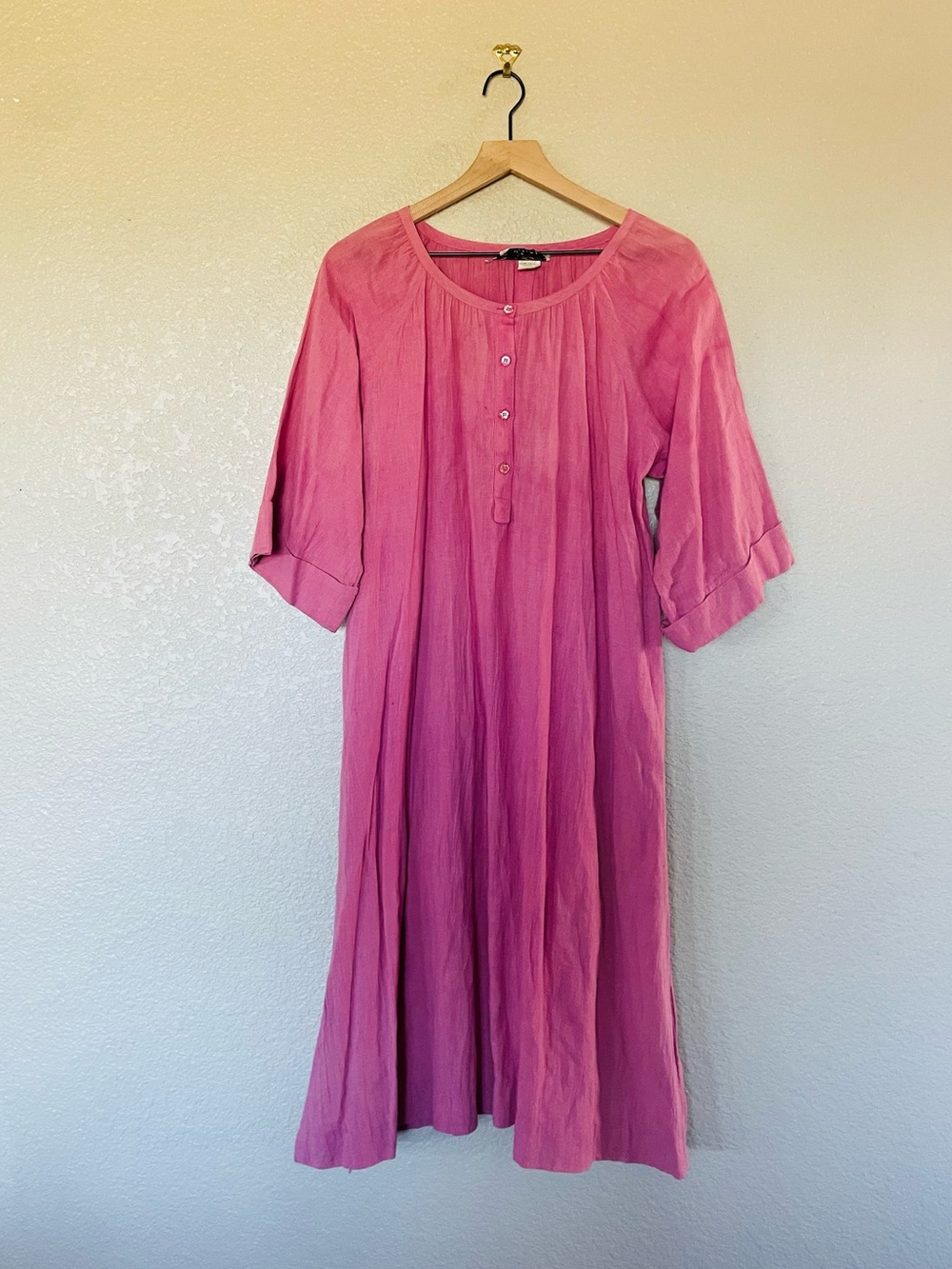 Vintage Lord & Taylor Lightweight Pink Button Front Gauzy Cotton Dress
